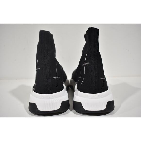 Balenciaga Mens Speed 2.0 Sock Black White All Over Logo High Top Sneaker 43 10 - Picture 11 of 12